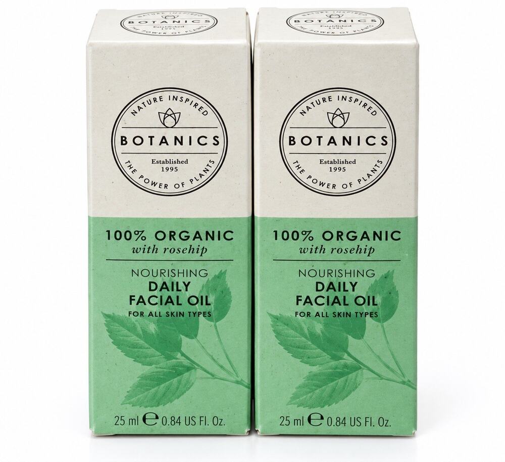 Botanics 100% Organic Nourishing Daily Facial Oil Rosehip 0.84 oz 2 Pack NEW